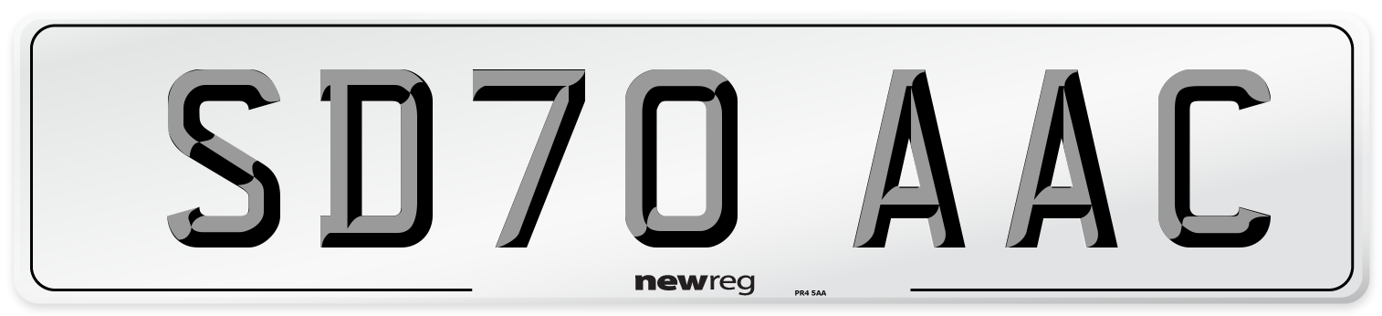 SD70 AAC Number Plate from New Reg